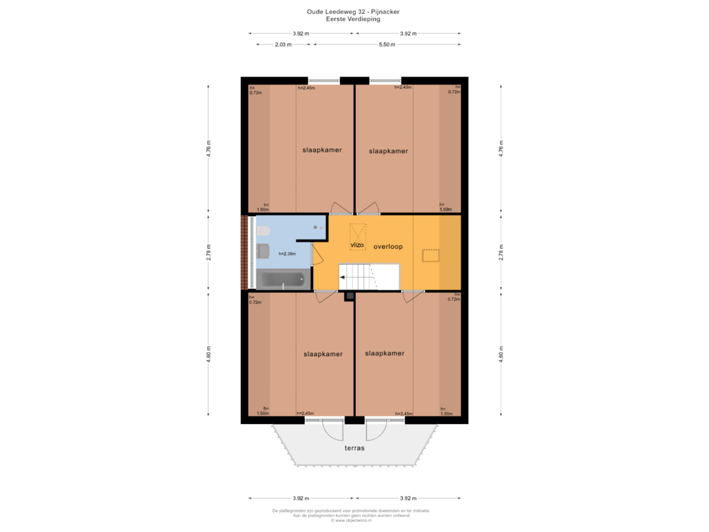 View floorplan of EERSTE VERDIEPING of Oude Leedeweg 32