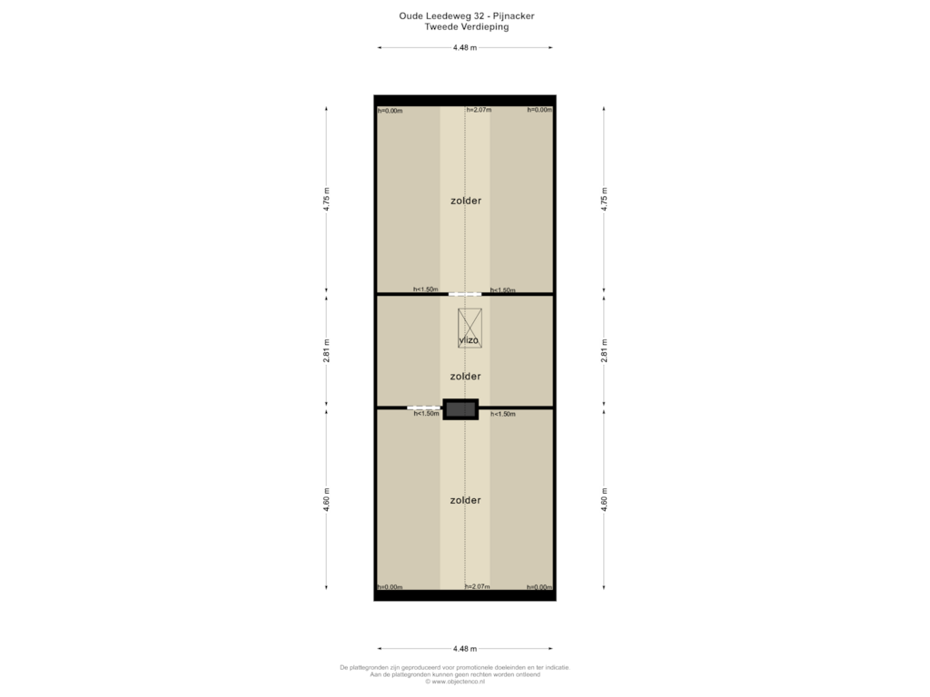 View floorplan of TWEEDE VERDIEPING of Oude Leedeweg 32