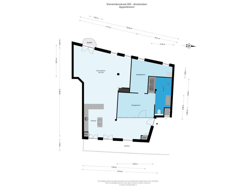 Bekijk plattegrond van Appartement van Vierwindenstraat 265