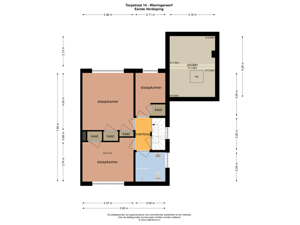 View floorplan of EERSTE VERDIEPING of Terpstraat 14