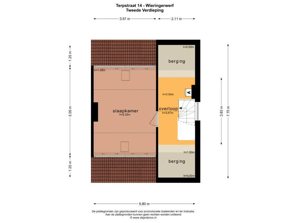 View floorplan of TWEEDE VERDIEPING of Terpstraat 14