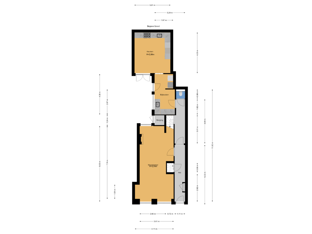 View floorplan of Begane Grond of Oude Delft 170