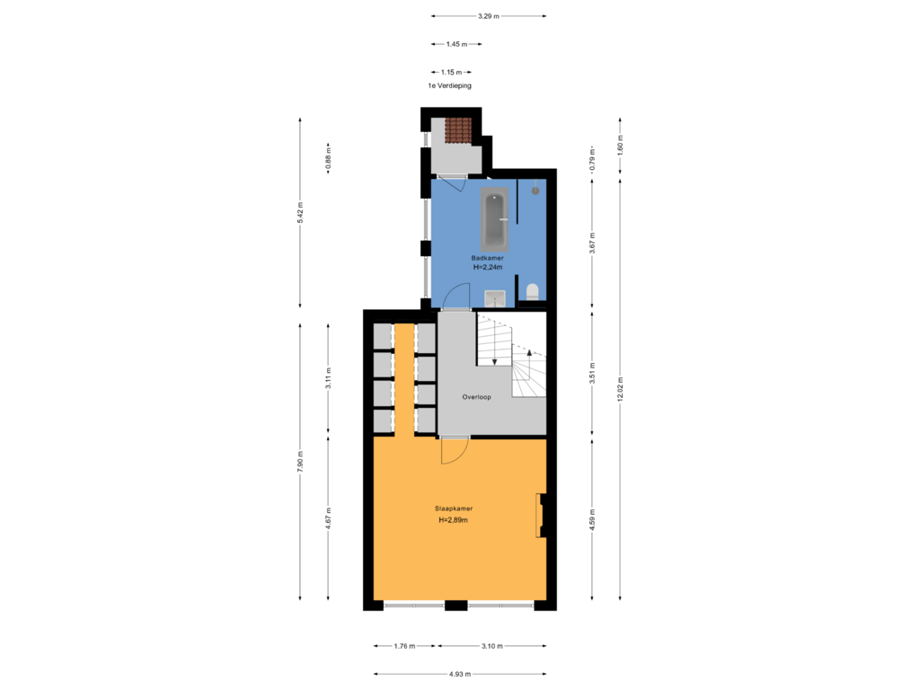 View floorplan of 1e Verdieping of Oude Delft 170