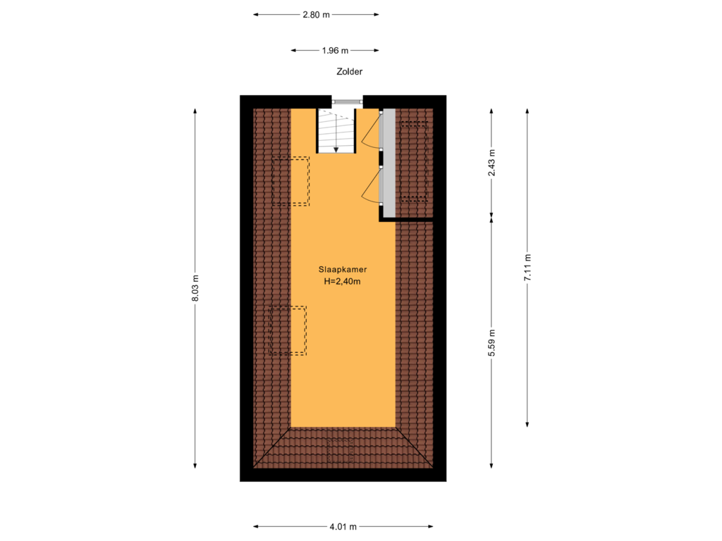 View floorplan of Zolder of Oude Delft 170