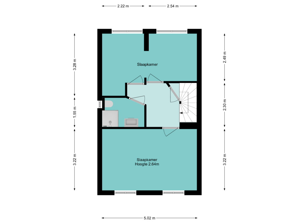 View floorplan of 1e verdieping of Chrysantenstraat 35