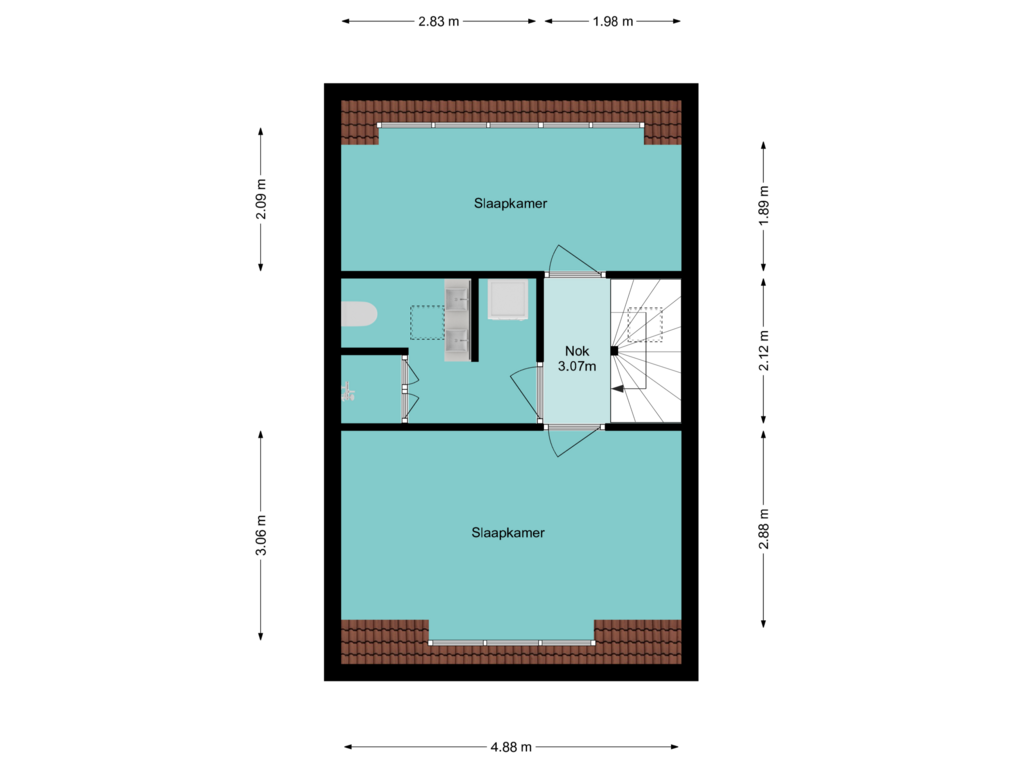 View floorplan of 2e verdieping of Chrysantenstraat 35