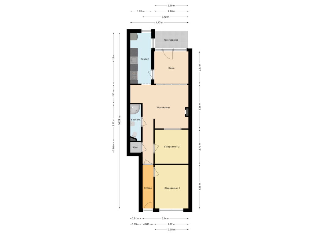 View floorplan of Woning of Nicolaas Beetsstraat 58-A