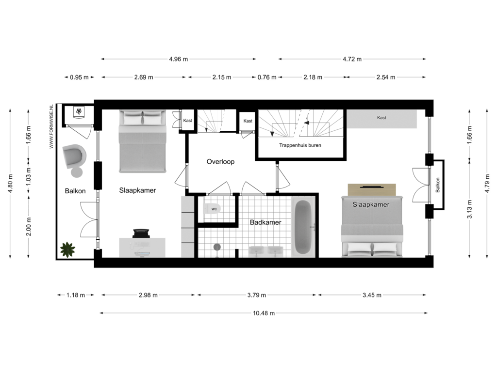 Bekijk plattegrond van 1e VERDIEPING van Cornelis Anthoniszstraat 64-H