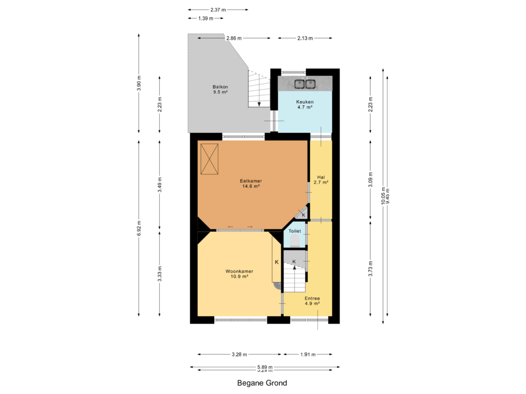 View floorplan of Begane Grond of Korte Dijk 14