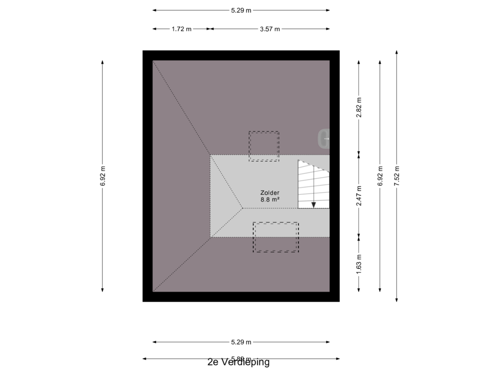 View floorplan of 2e Verdieping of Korte Dijk 14