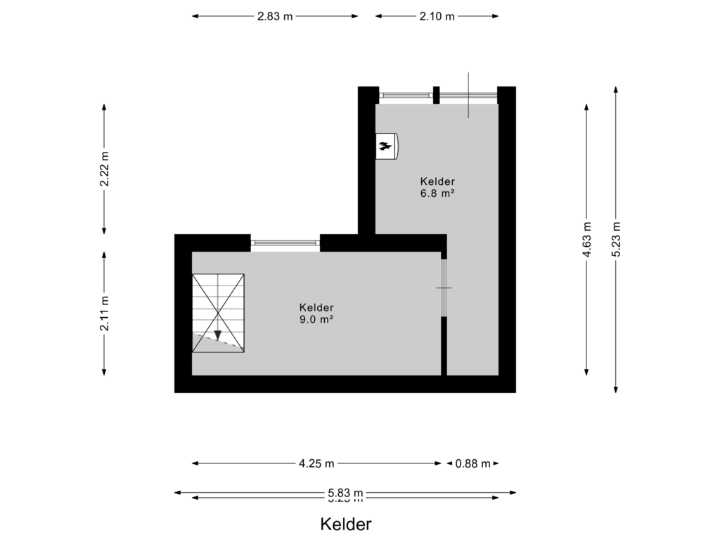 View floorplan of Kelder of Korte Dijk 14