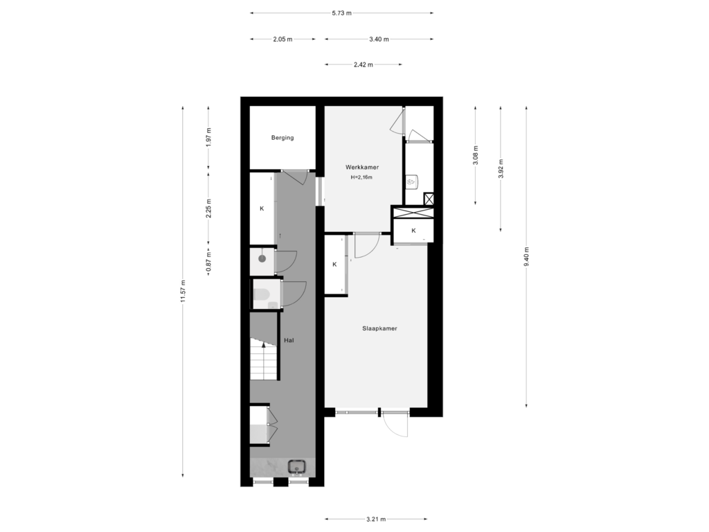 View floorplan of Souterrain of Grindweg 36