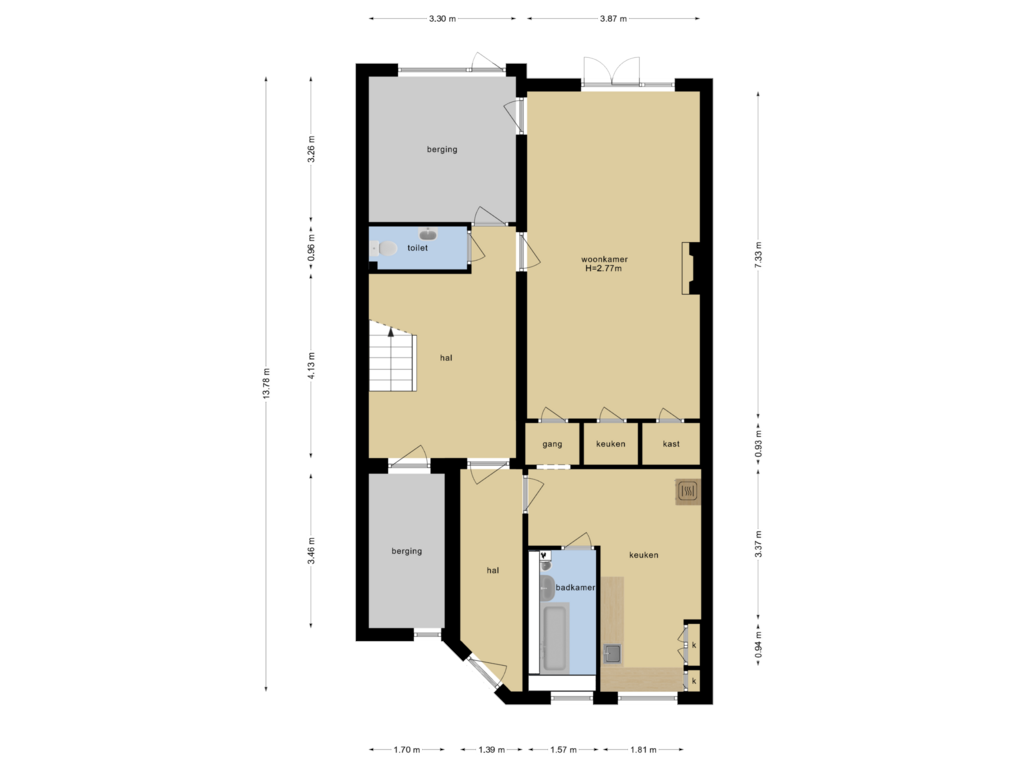 Bekijk plattegrond van Souterrain van Stevinstraat 173