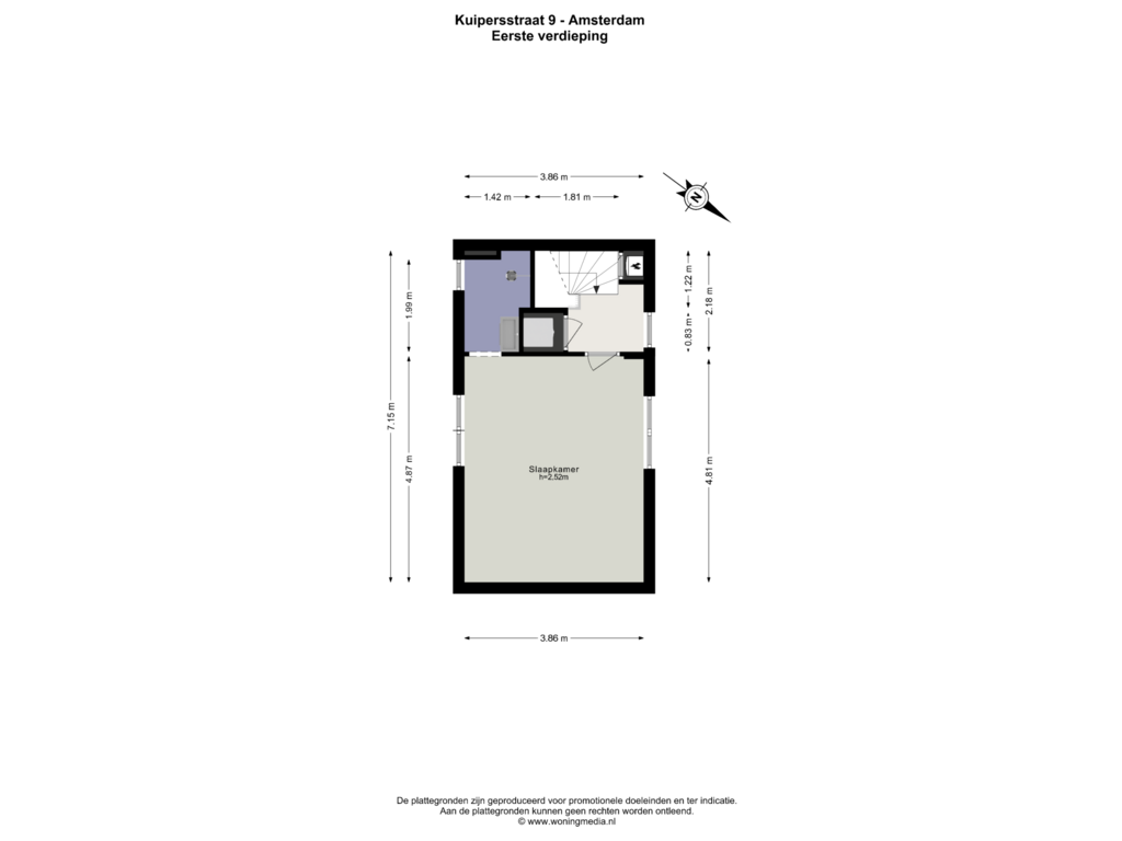 View floorplan of Eerste verdieping of Kuipersstraat 9