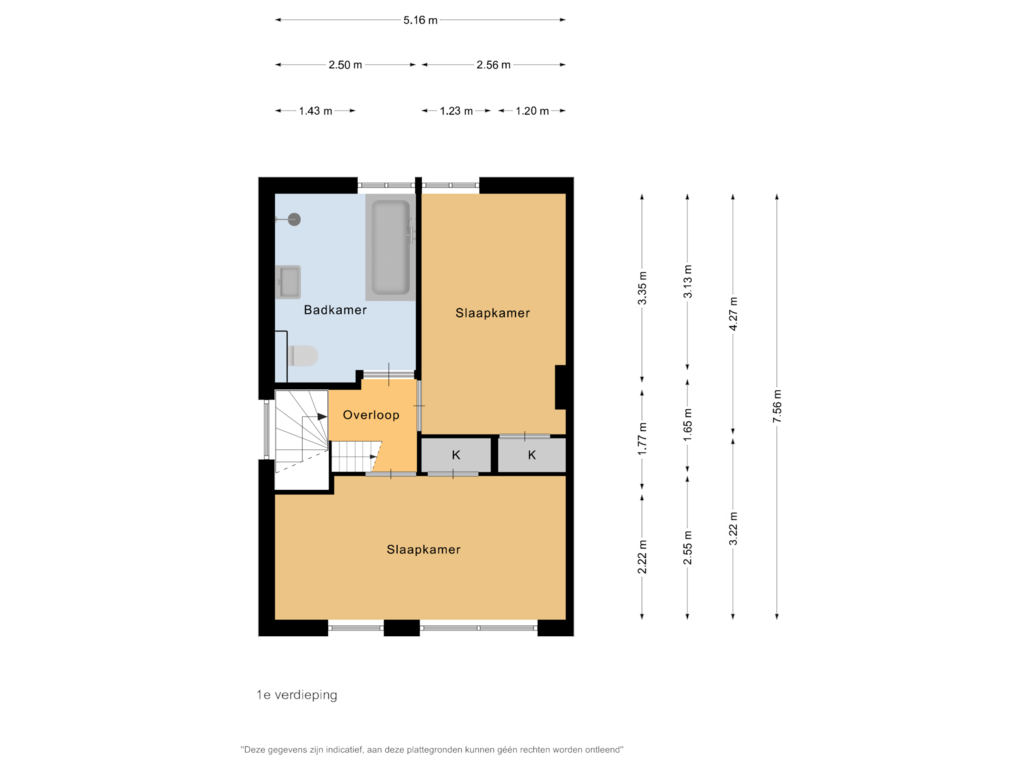 View floorplan of 1e verdieping of Museumlaan 50