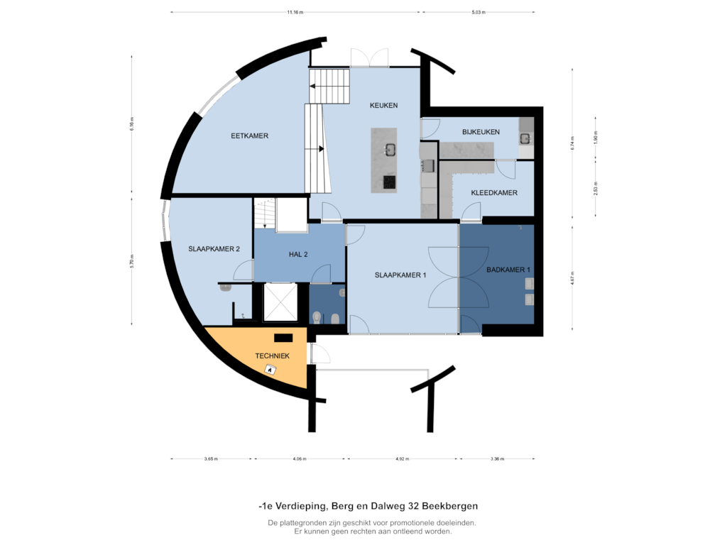 View floorplan of -1 Verdieping of Berg en Dalweg 32