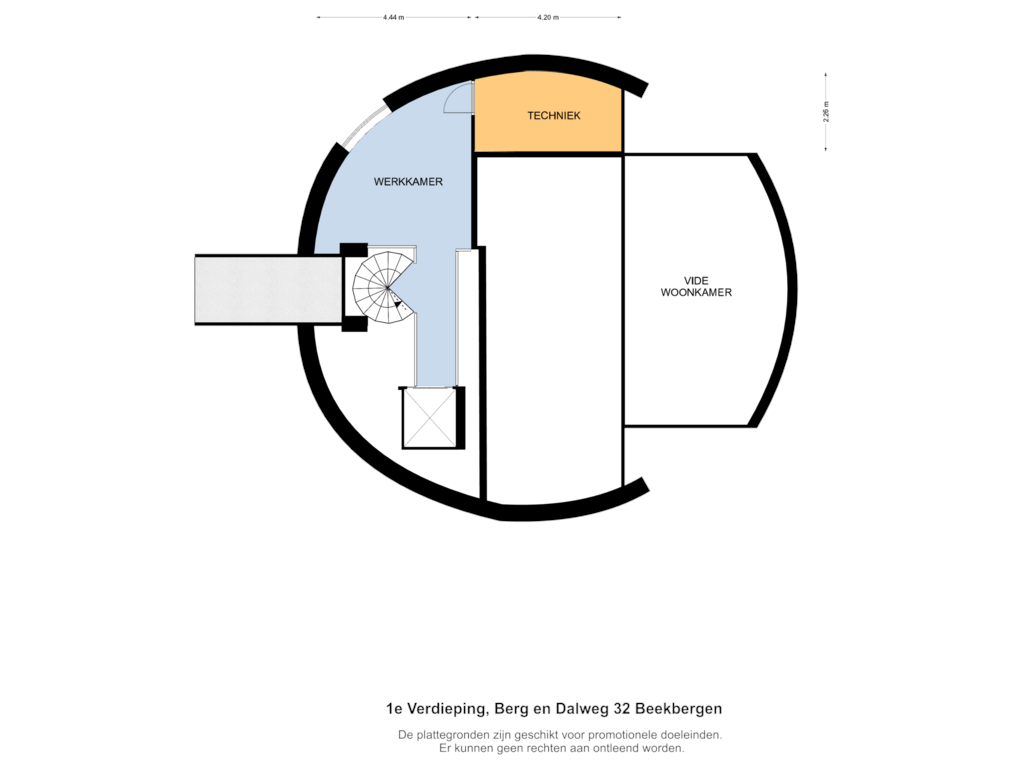 View floorplan of 1e Verdieping of Berg en Dalweg 32