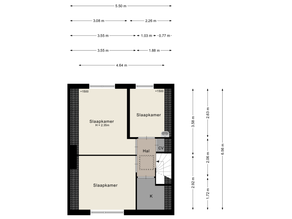 Bekijk plattegrond van 2e verdieping van Vossenakkers 33