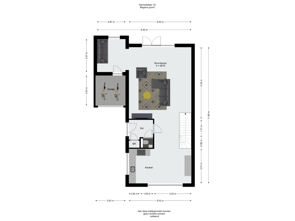 View floorplan of Begane grond of Kalmoeslaan 12