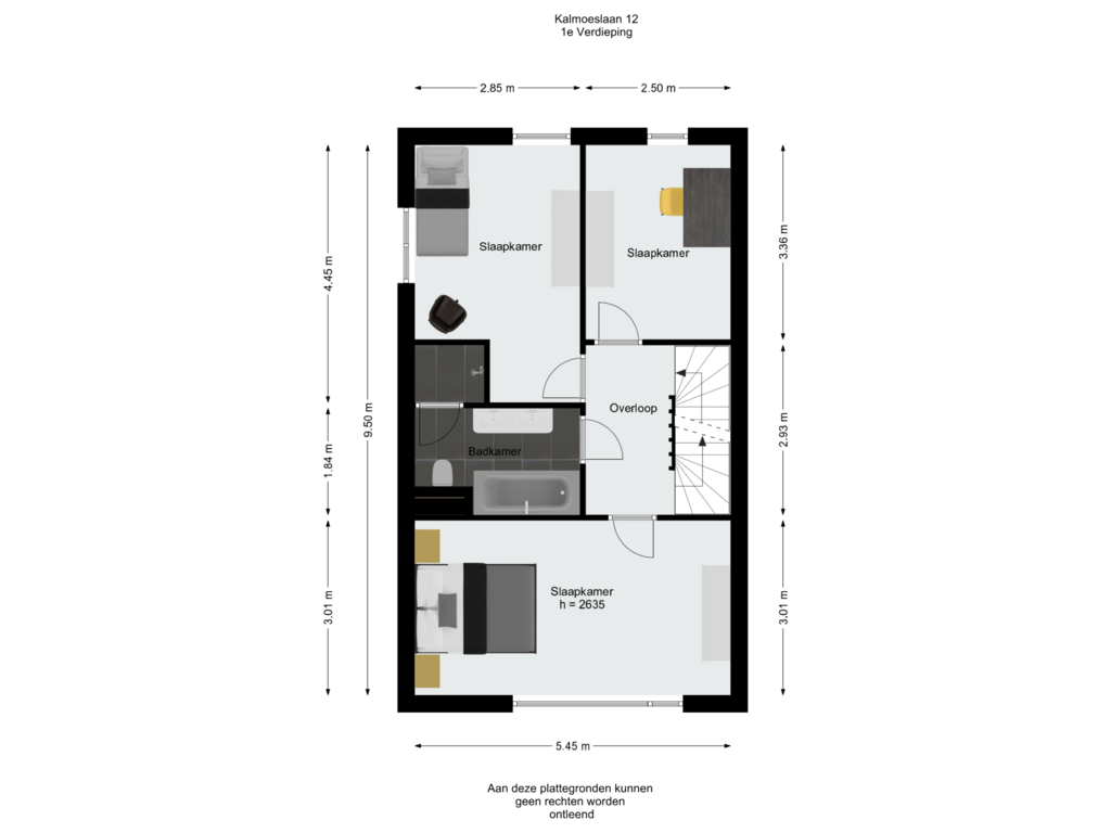 View floorplan of 1e Verdieping of Kalmoeslaan 12