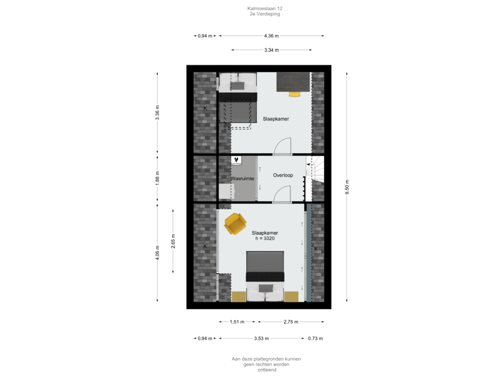 View floorplan of 2e Verdieping of Kalmoeslaan 12