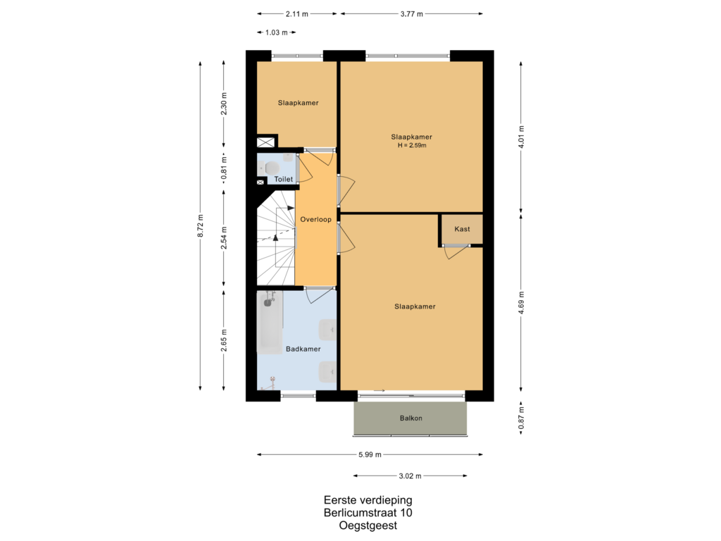 Bekijk plattegrond van Eerste verdieping van Berlicumstraat 10