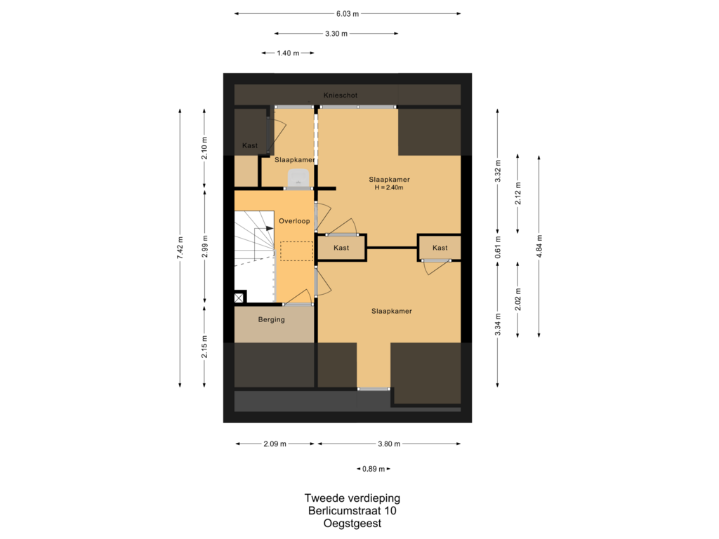 Bekijk plattegrond van Tweede verdieping van Berlicumstraat 10