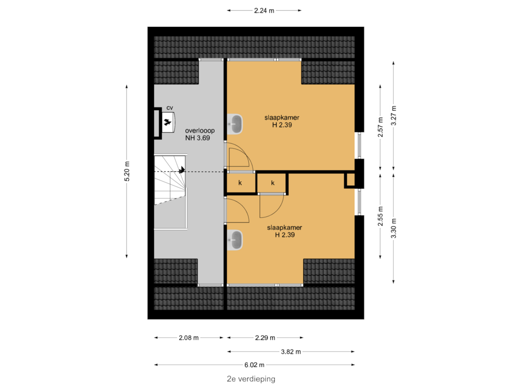 Bekijk plattegrond van 2e verdieping van Hofdijck 36