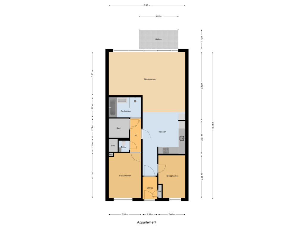 View floorplan of Appartement of Stationsplein 43