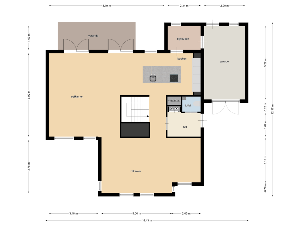 View floorplan of First floor of Looiersstraat 9