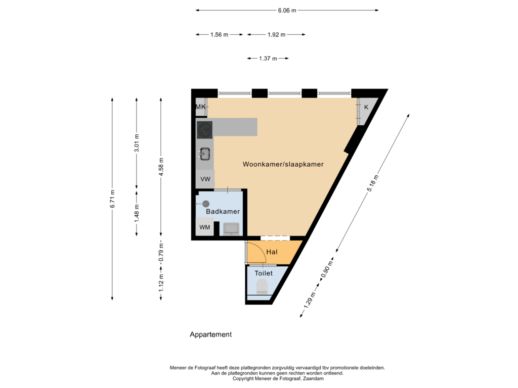 Bekijk plattegrond van Appartement van Bentinckstraat 8-1