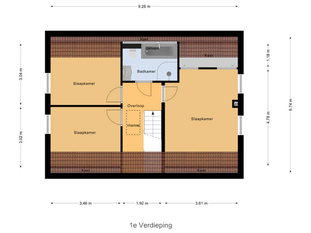 View floorplan of 1e Verdieping of Middelsluissedijk OZ 47