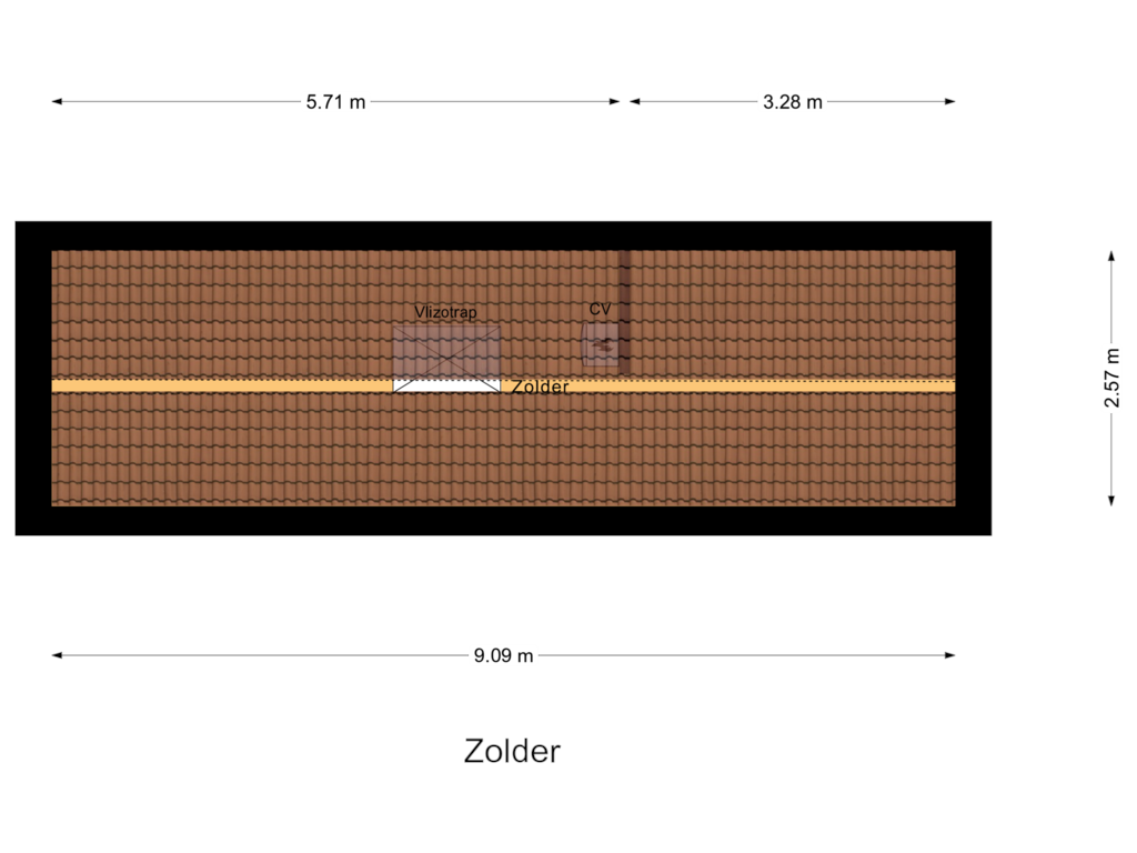 View floorplan of Zolder of Middelsluissedijk OZ 47