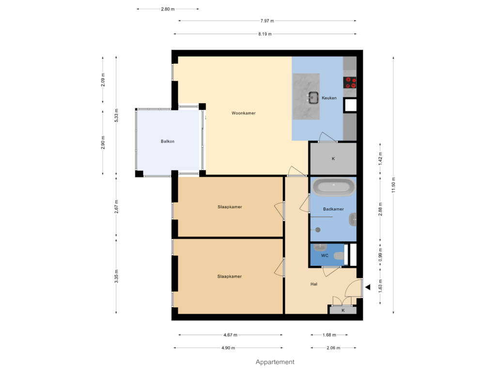 Bekijk plattegrond van Appartement van Houtlaan 253