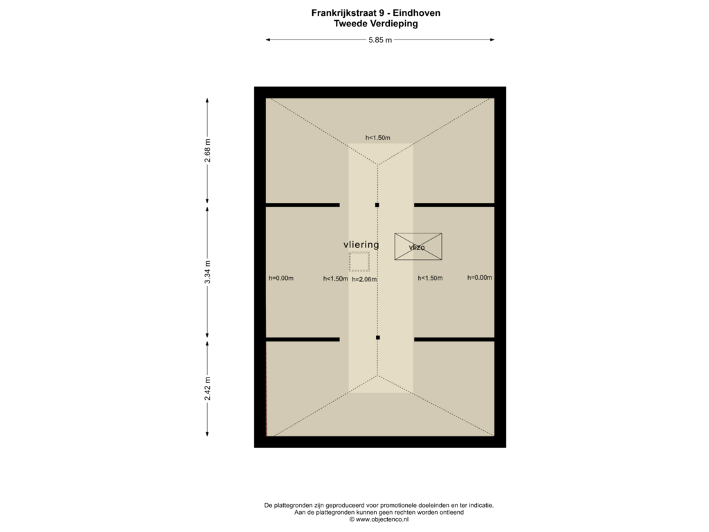 View floorplan of Tweede Verdieping of Frankrijkstraat 9