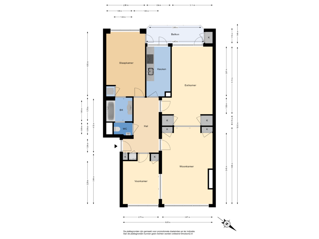 View floorplan of 1e verdieping of Van Trigtstraat 26