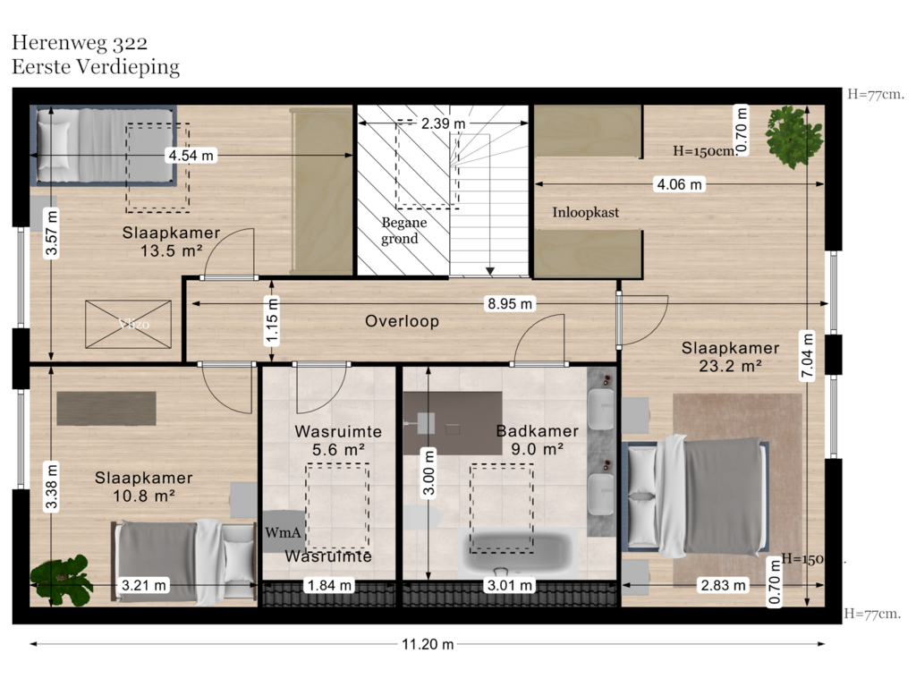 Bekijk plattegrond van Eerste Verdieping van Herenweg 322