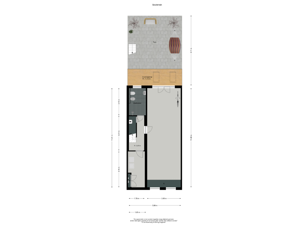 Bekijk plattegrond van Souterrain van Hogeweg 9-H