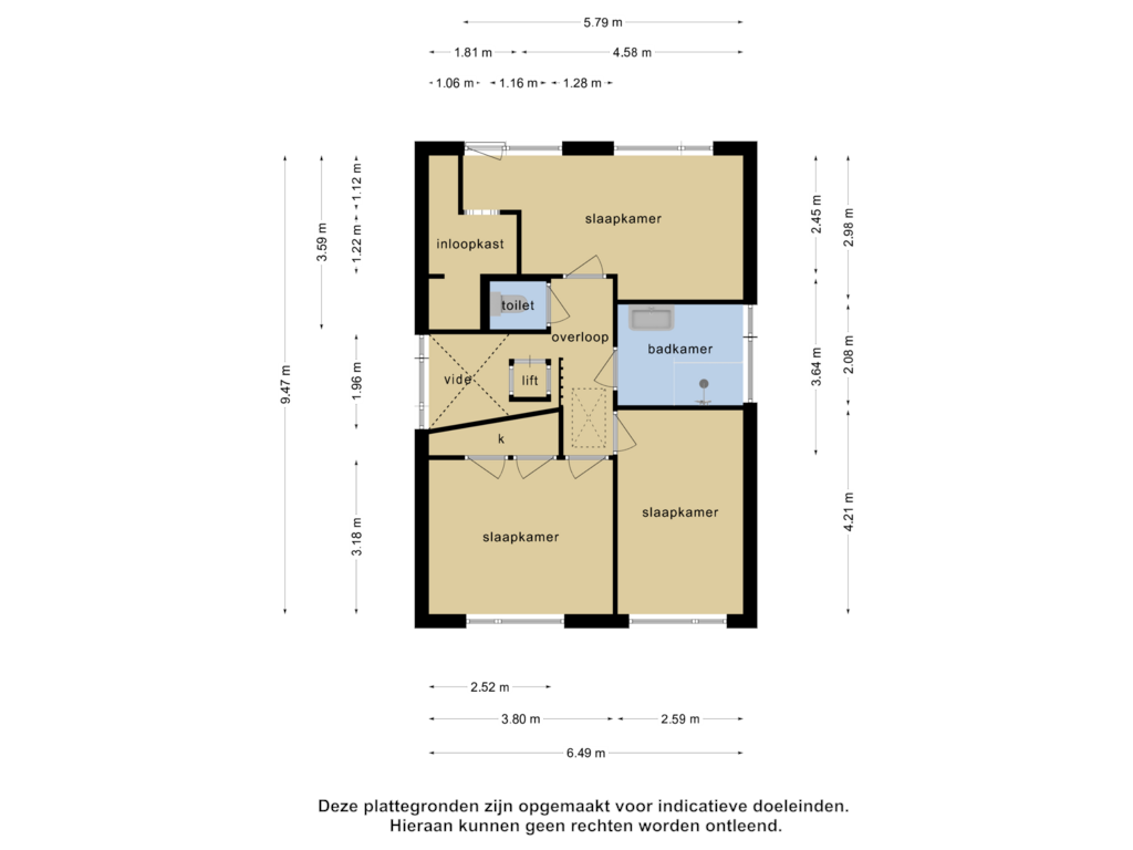 View floorplan of 1e verdieping 1 of Bentinckstraat 38