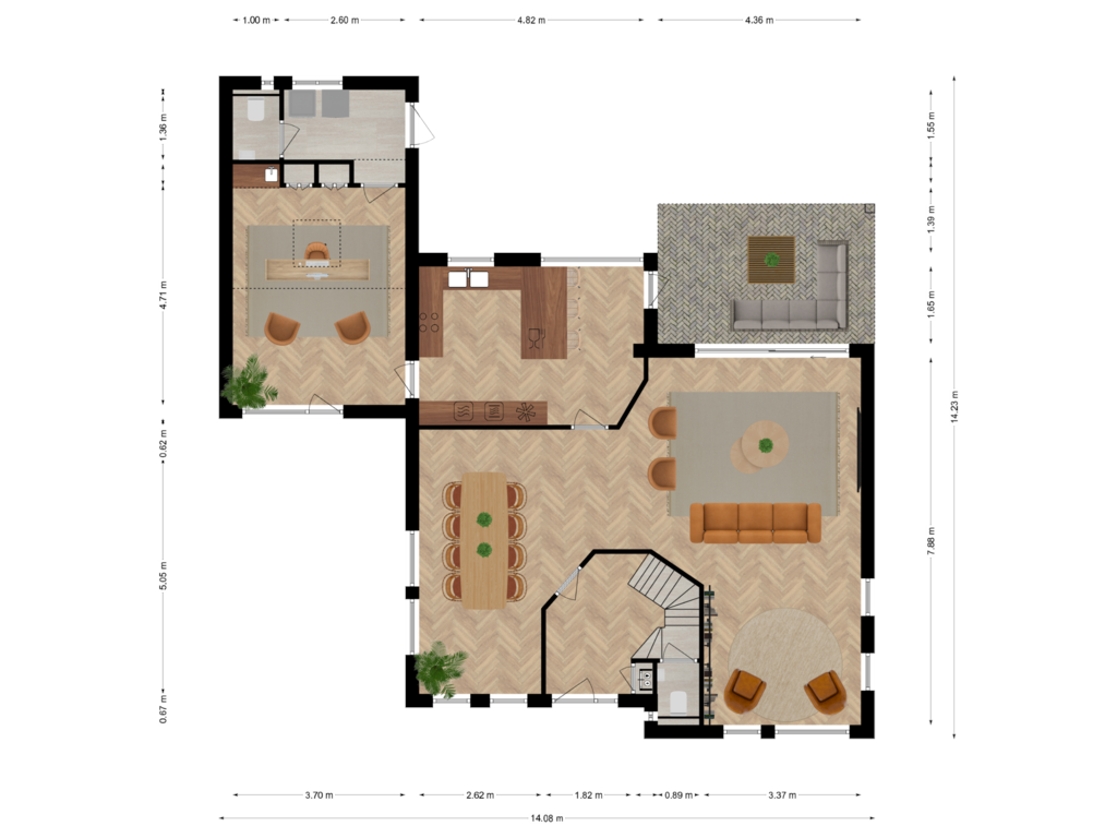 Bekijk plattegrond van Begane grond van Hogevaert 7