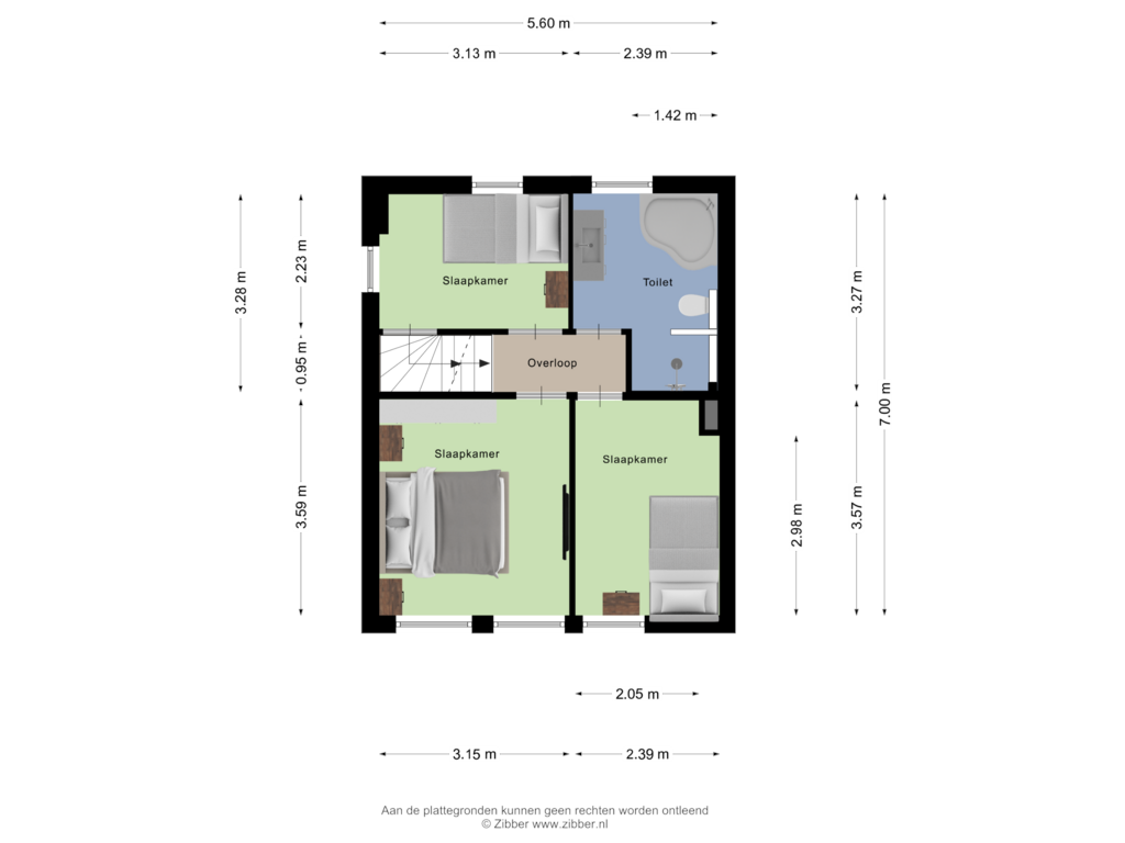 View floorplan of Eerste verdieping of St. Antoniusstraat 14-A