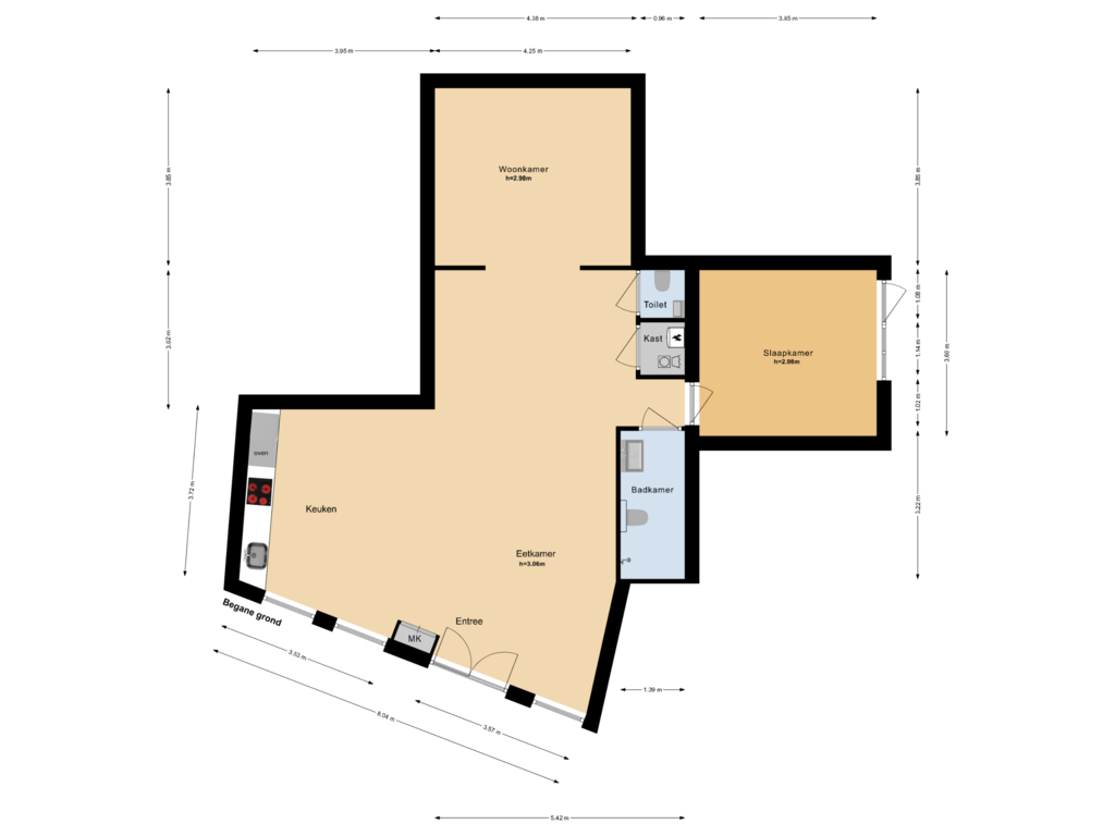 Bekijk plattegrond van Begane grond van Wageweg 14