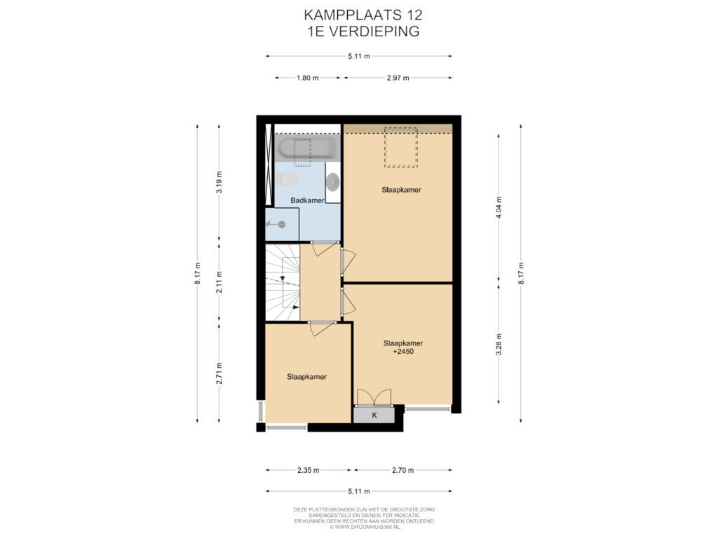 View floorplan of 1E Verdieping of Kampplaats 12