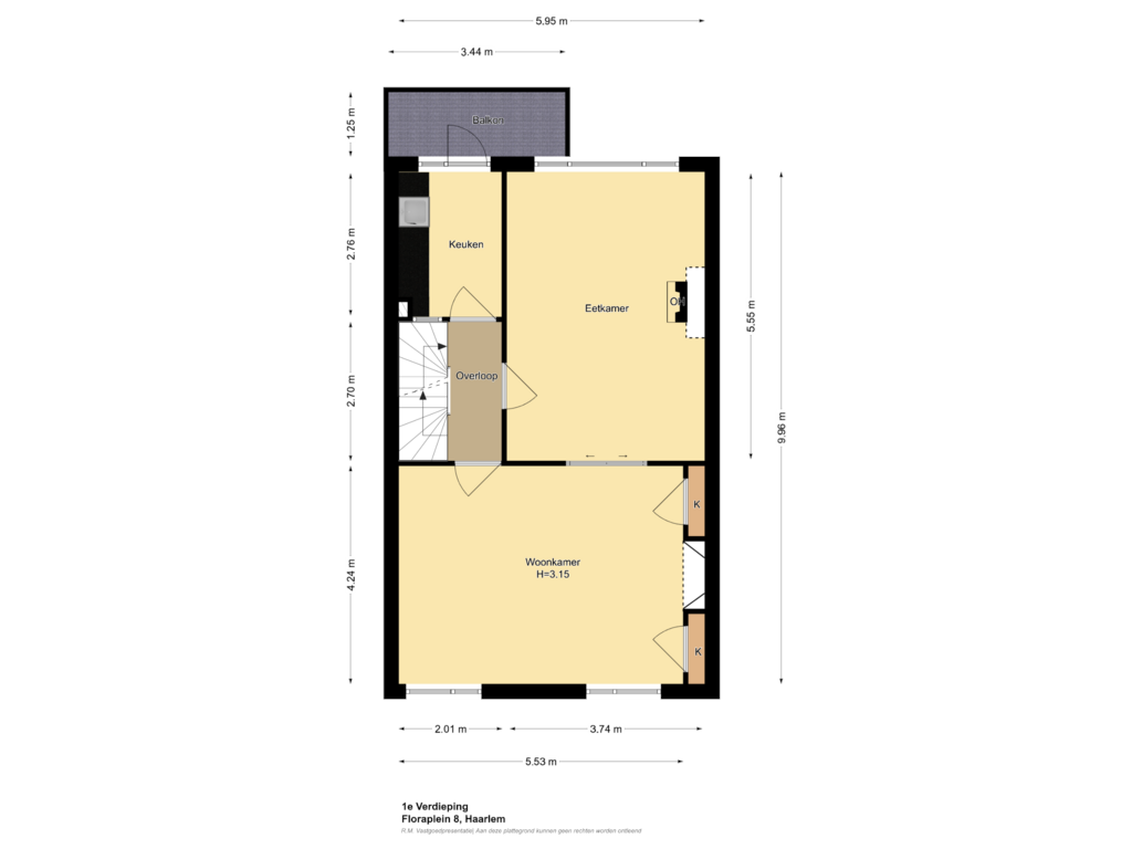 Bekijk plattegrond van 1e Verdieping van Floraplein 8