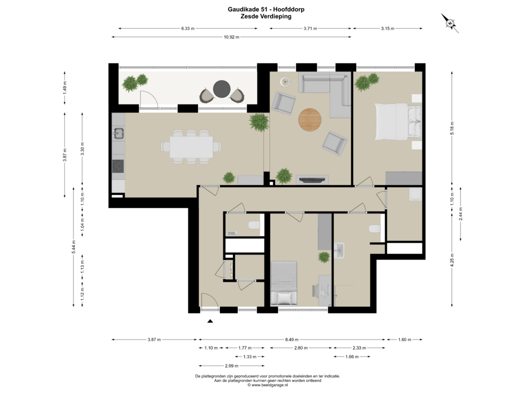 View floorplan of ZESDE VERDIEPING of Gaudikade 51