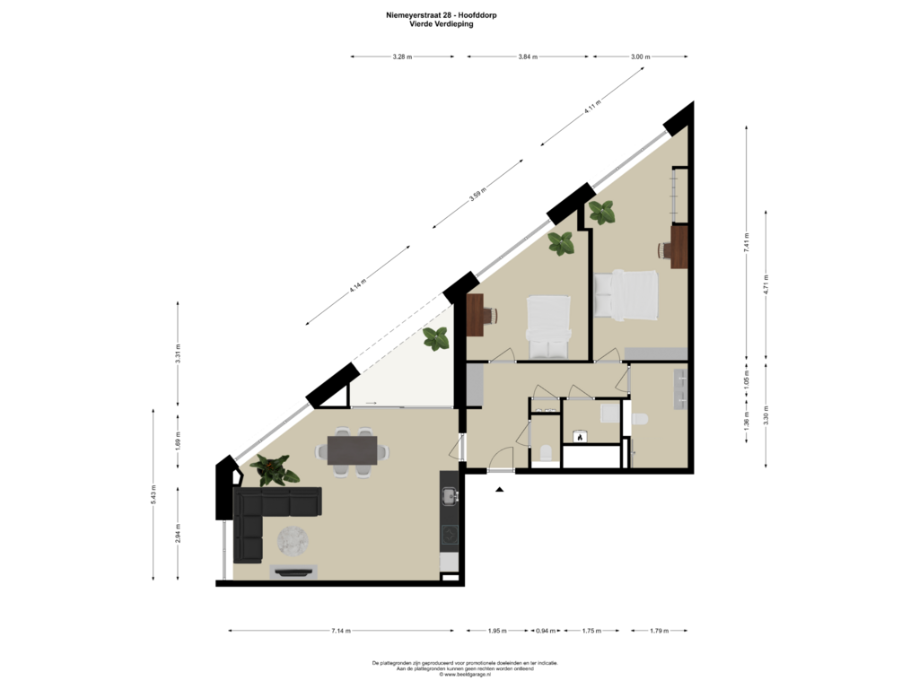 Bekijk plattegrond van Vierde Verdieping van Niemeyerstraat 52