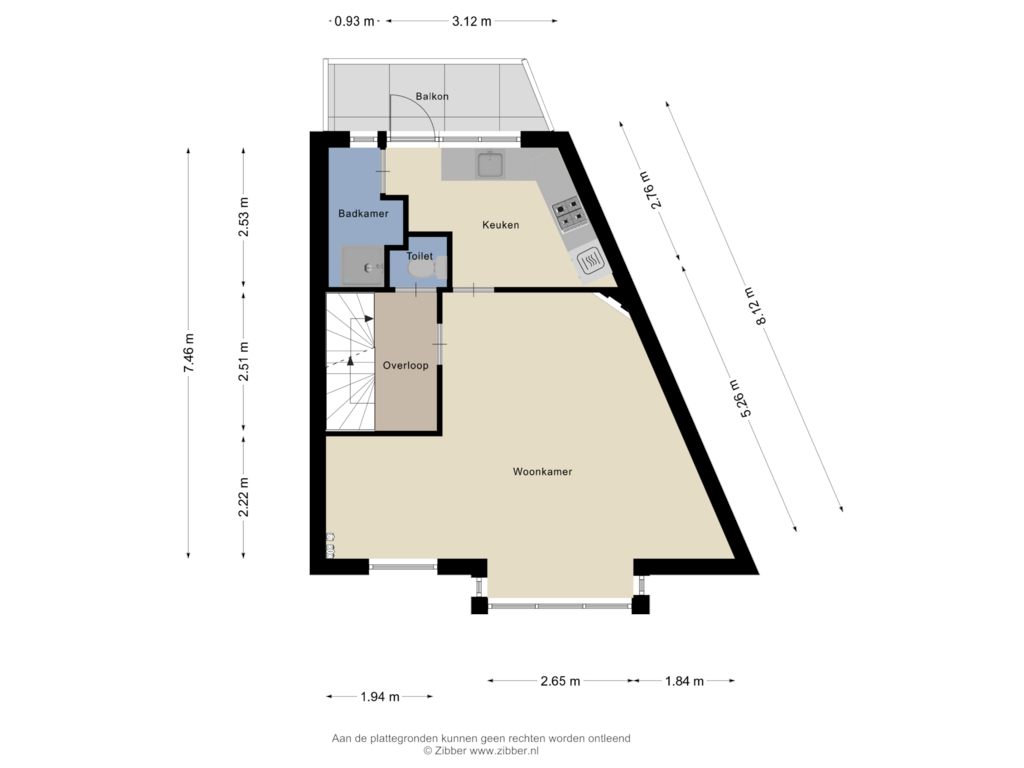 Bekijk plattegrond van Eerste verdieping van Geestersingel 26