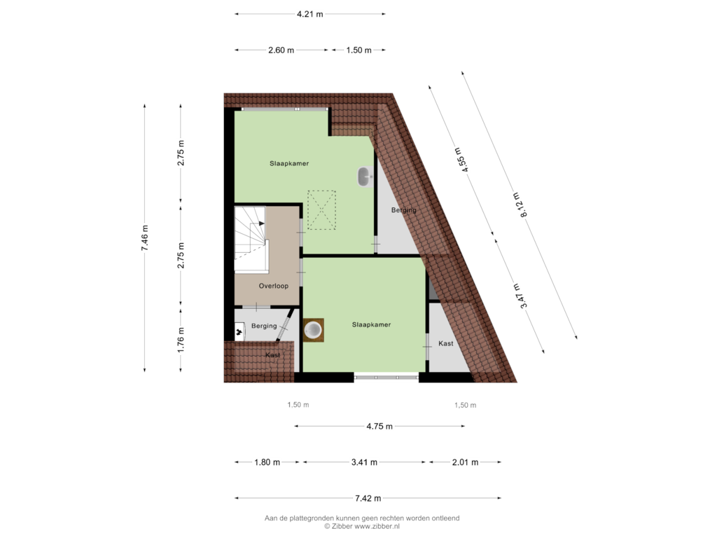 Bekijk plattegrond van Tweede verdieping van Geestersingel 26