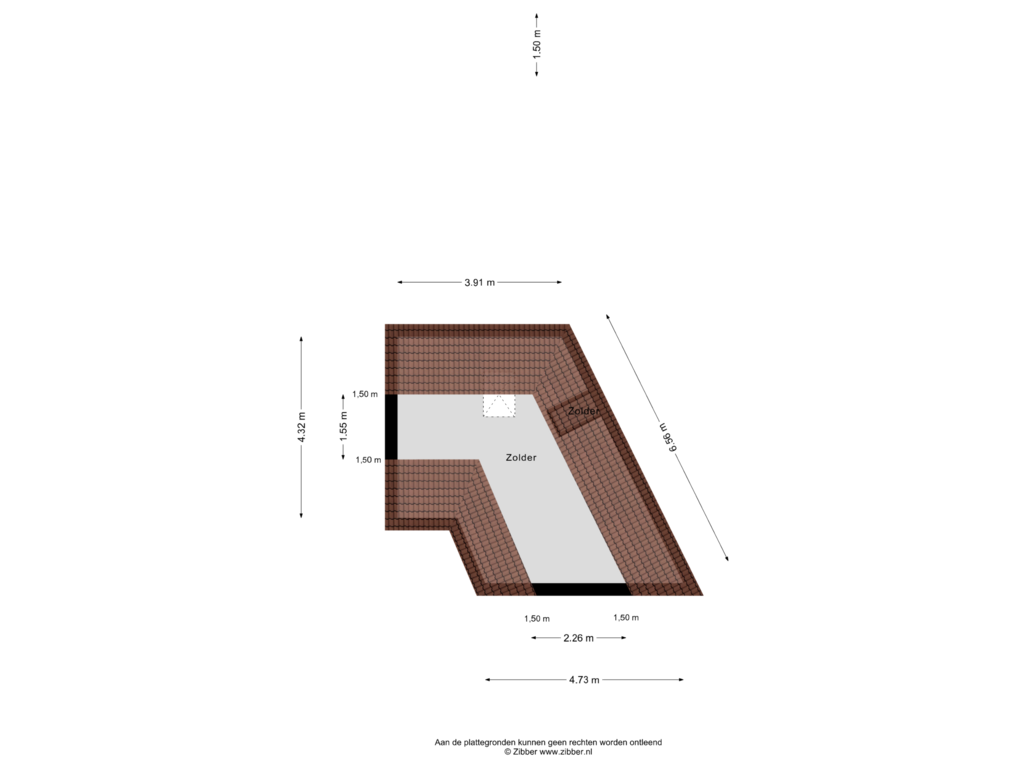 Bekijk plattegrond van Zolder van Geestersingel 26