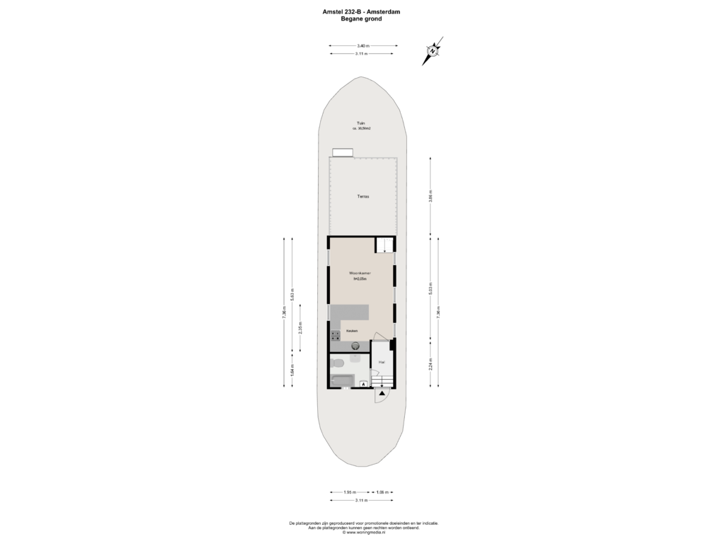 Bekijk plattegrond van Begane grond van Amstel 232-B